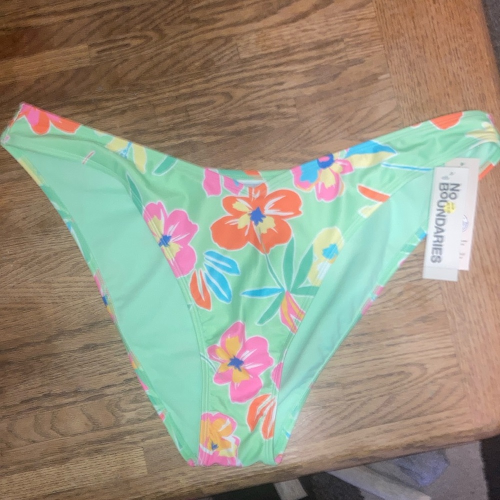 No Boundaries Green Floral Bikini Bottom